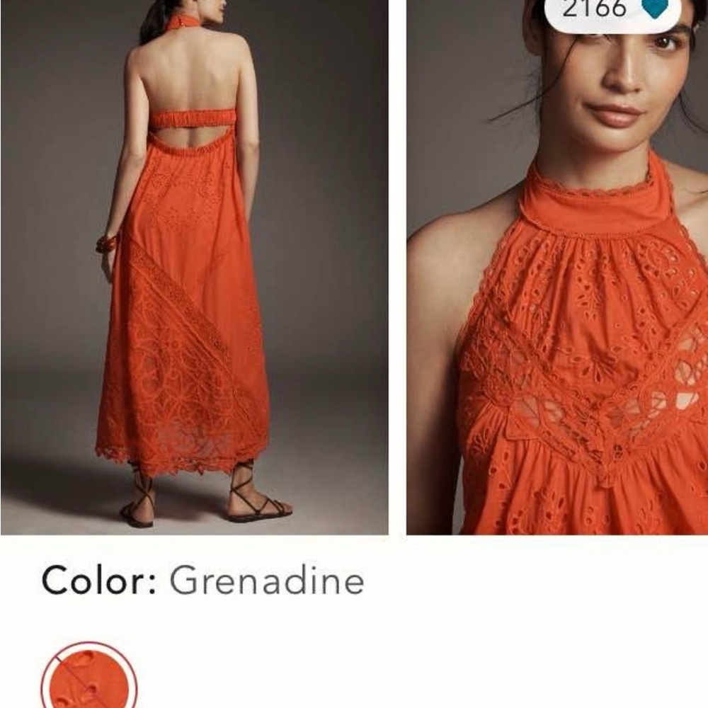 Anthropologie halter eyelet lace dress